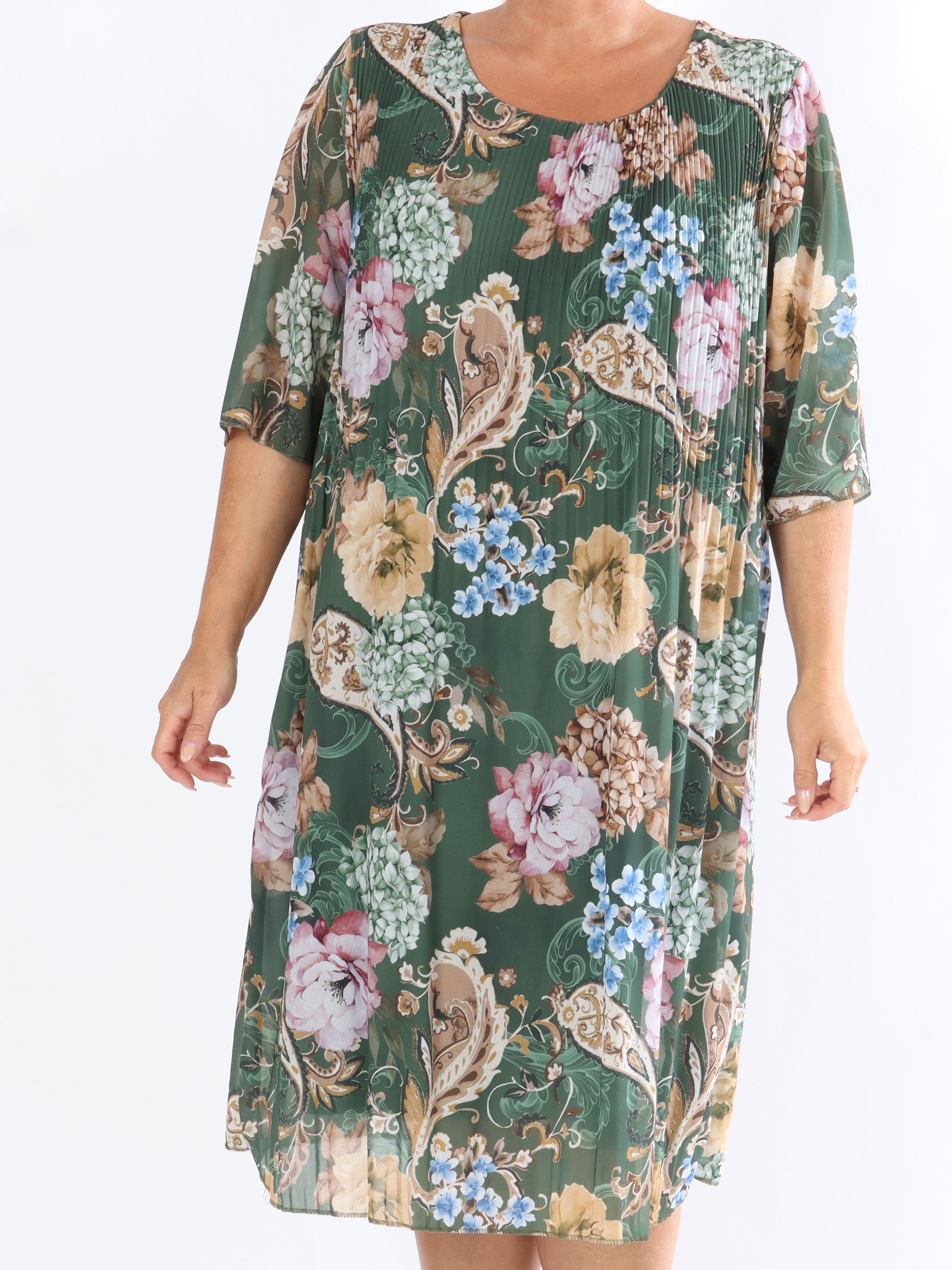 Zion Flower - Plisseret kjole med blomsterprint